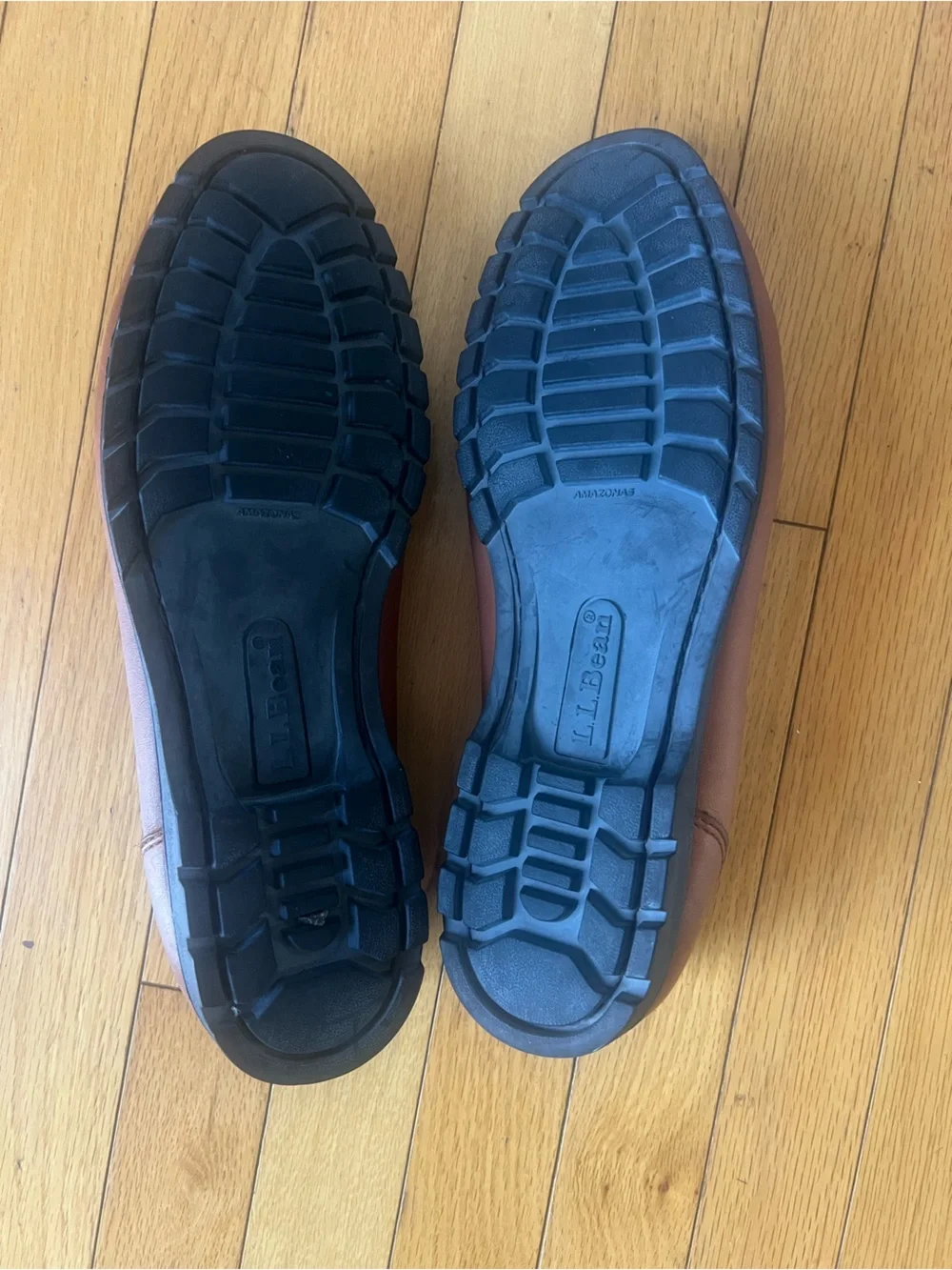 L.L.Bean Men’s Leather Boat Shoes Size 11M Brown Moc Toe Lug Sole Casual